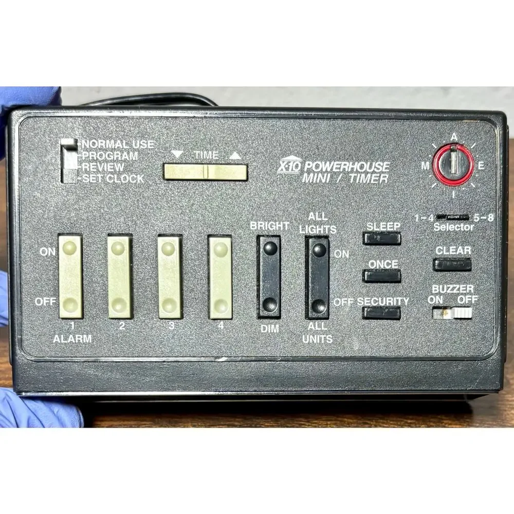 Powerhouse Mini Woodgrain Timer Alarm Clock X-10 Model MT522 ** Tested and Works